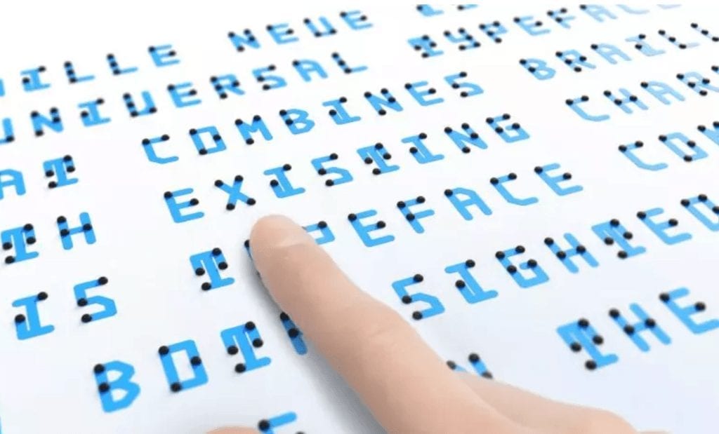 This dual use typeface merges braille with type you can see 1 Typeface made from braille and a typface