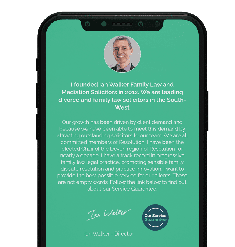 Ian Walker Family Law website on mobile showing Ian Walker's director bio