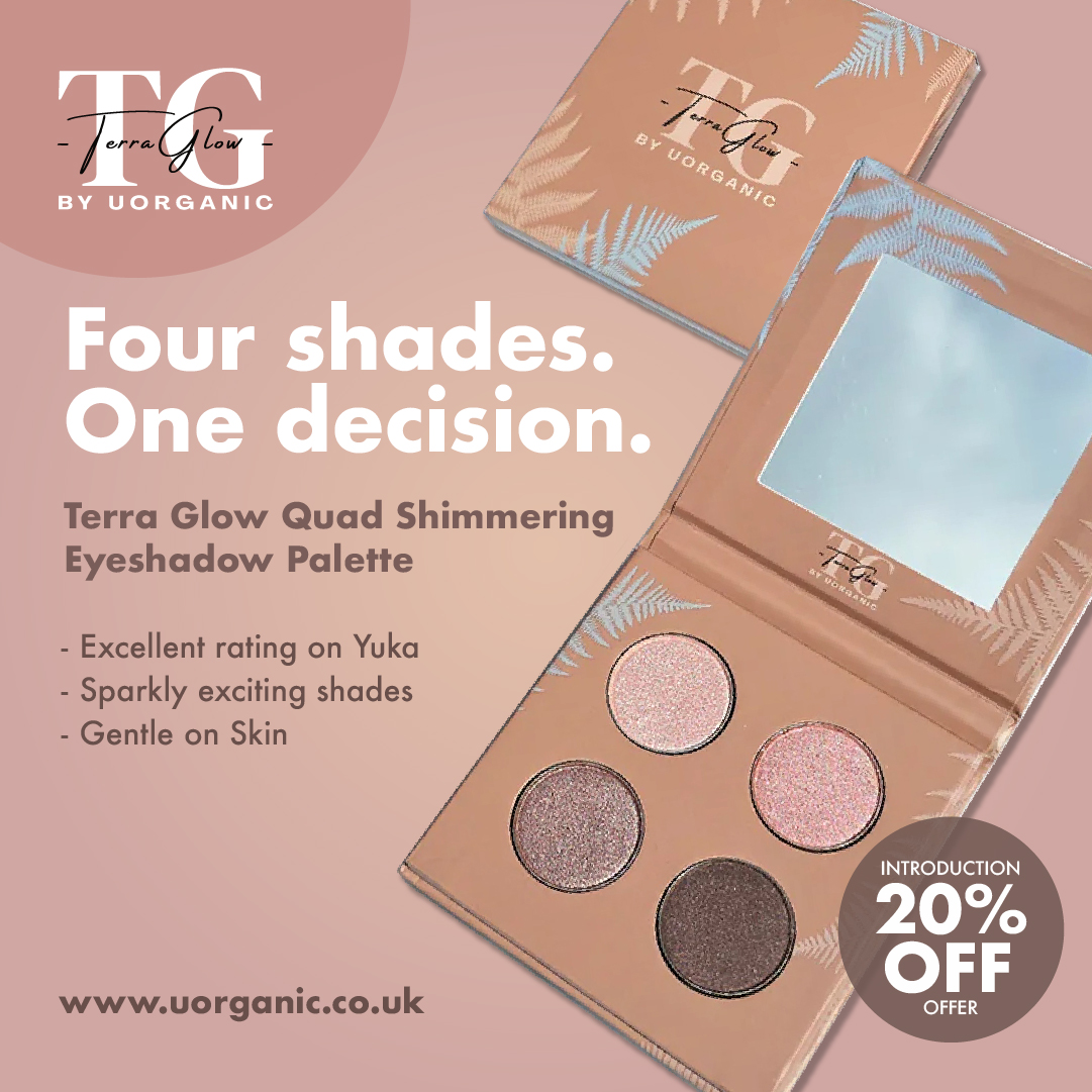 Terra Glow by Uorganic — Four shades, one decision, Quad Shimmering Eyeshadow Palette ad