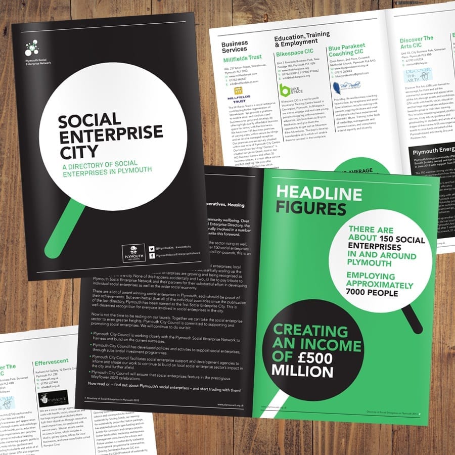 Plymouth Social Enterprise City directory booklet spread