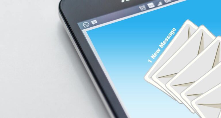 Smart phone with email icons on